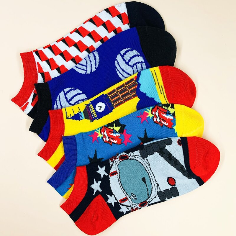 

5pairs Guys Color Block Socks, Multicolor
