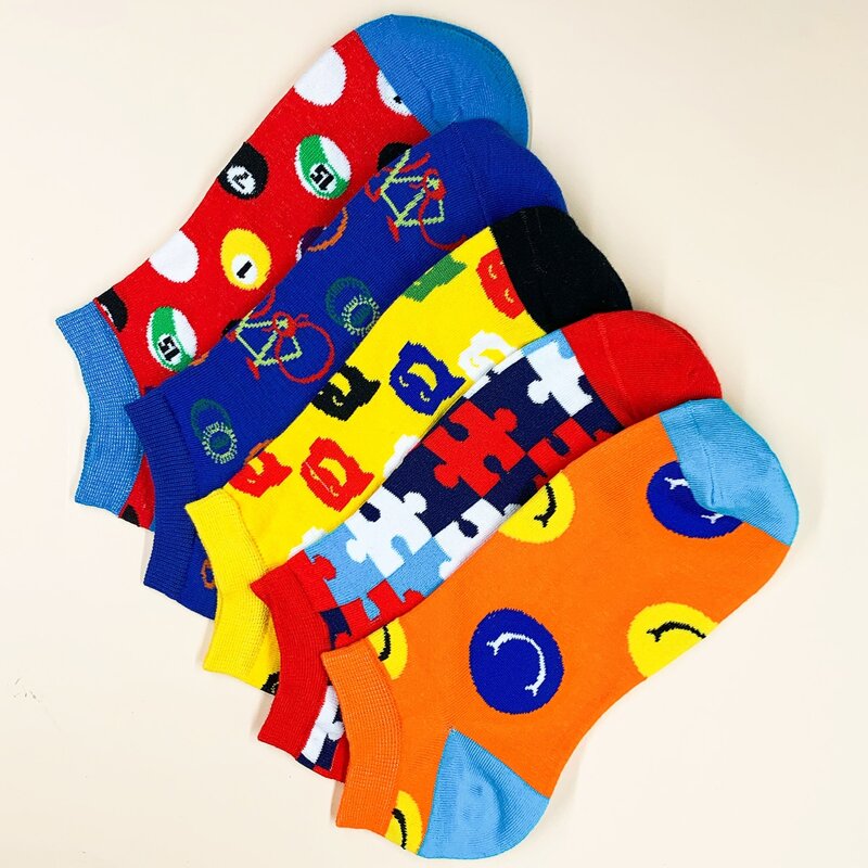 

5pairs Guys Color Block Socks, Multicolor