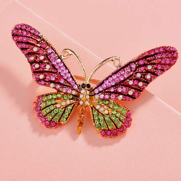 

Rhinestone Decor Butterfly Brooch, Multicolor