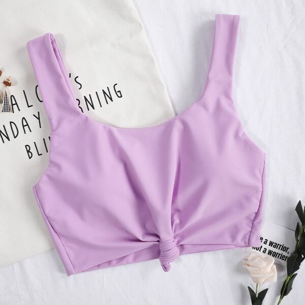 

Knot Hem Bikini Top, Lilac purple