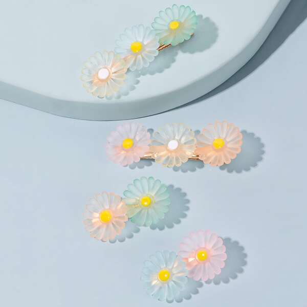 

4pcs Daisy Decor Hair Clip, Multicolor