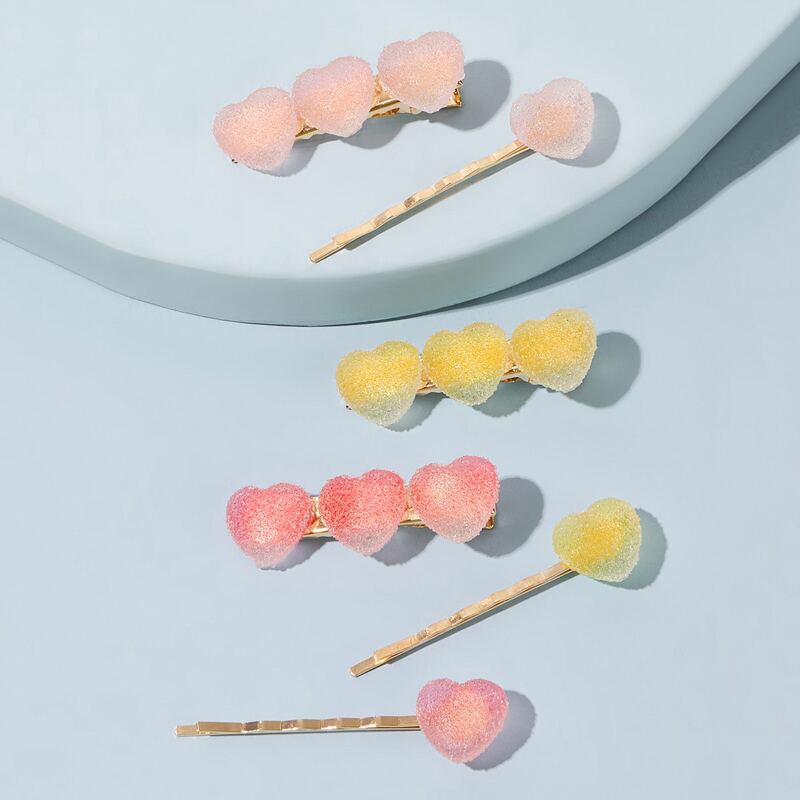 

6pcs Heart Decor Bobby Pin, Multicolor
