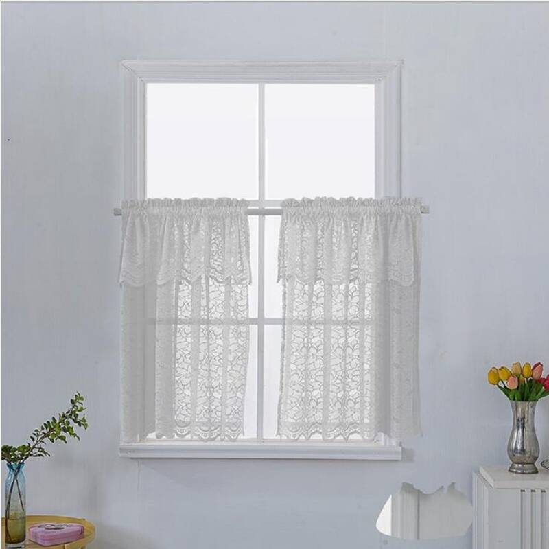 

1pc Rod Pocket Lace Valance, White