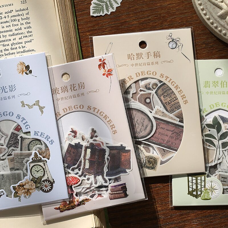 

40pcs Mixed Vintage Sticker, Multicolor