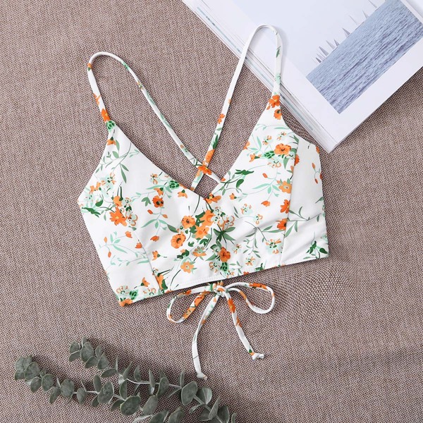 

Floral Tie Back Bikini Top, Multicolor