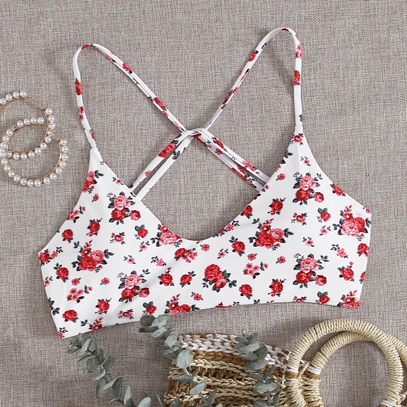 

Floral Tie Back Bikini Top, Multicolor