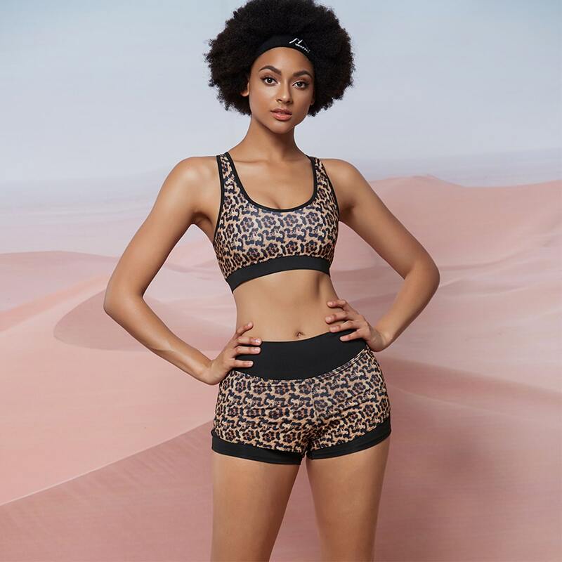 

Linlinq Cut-out Racer Back Leopard Sports Bra, Multicolor