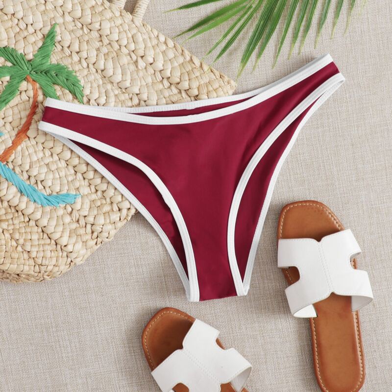 

Contrast Binding Bikini Panty, Burgundy