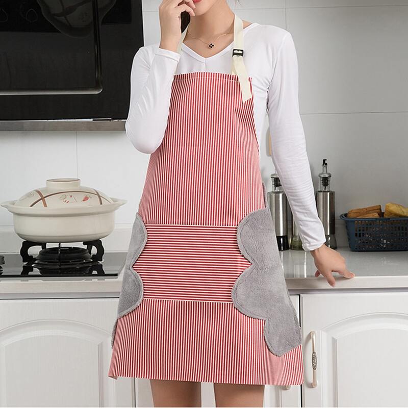 

Striped Pattern Apron, Red