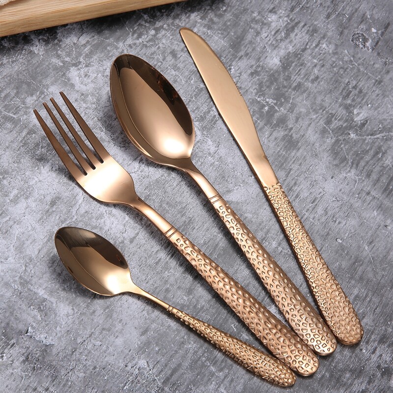 

4pcs Stainless Steel Cutlery Set, Gold