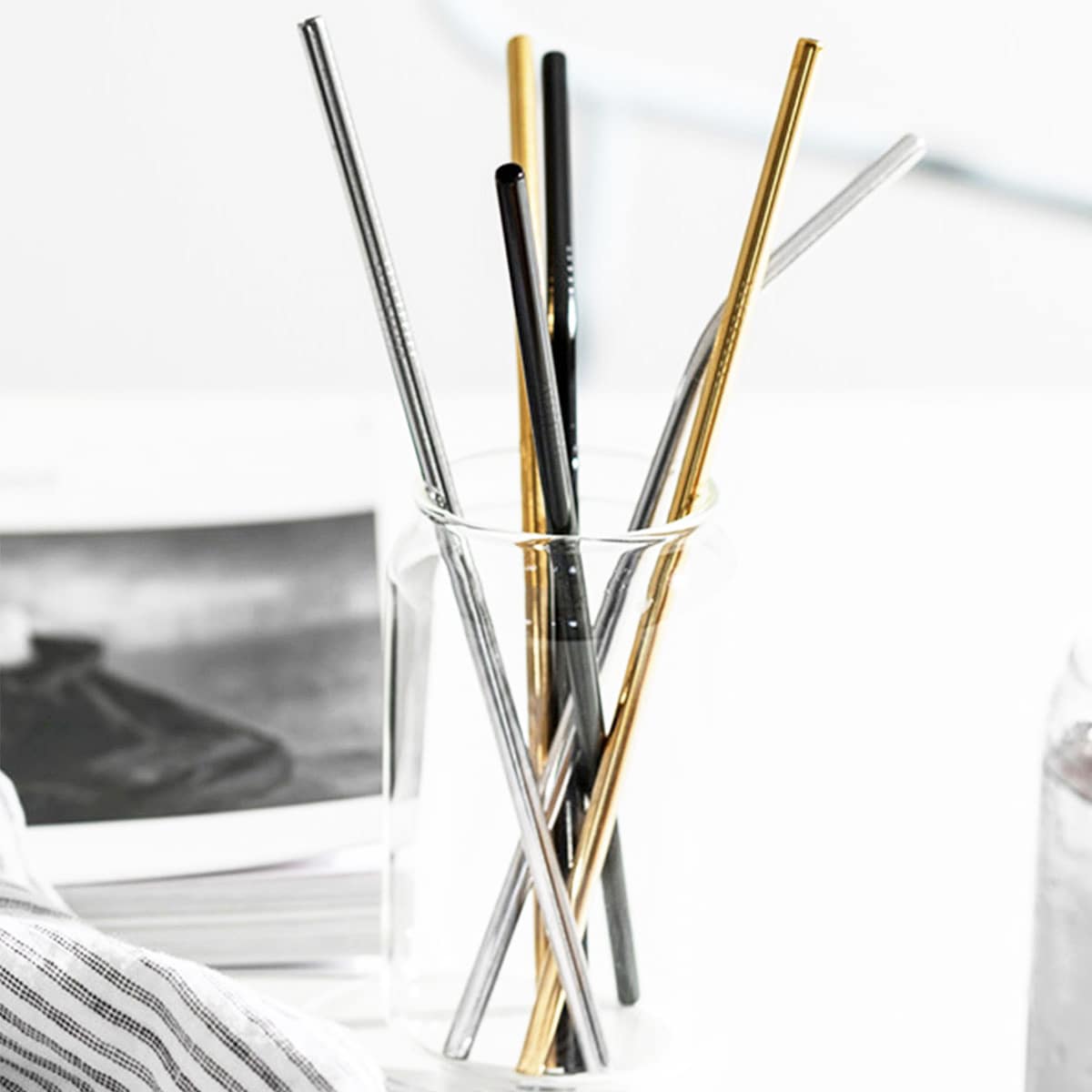 

1pc Stainless Steel Straw, Multicolor