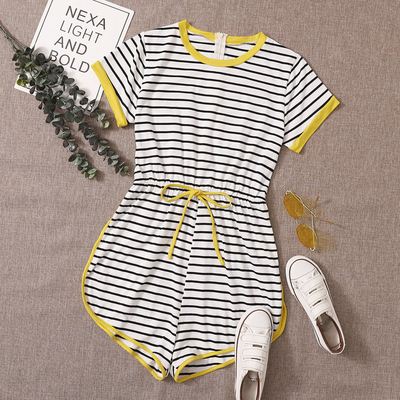 

Striped Zip Back Tee Jumpsuit, Multicolor