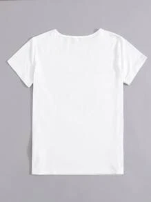 Camiseta de cuello redondo con estampado - Blanco - Ver 2