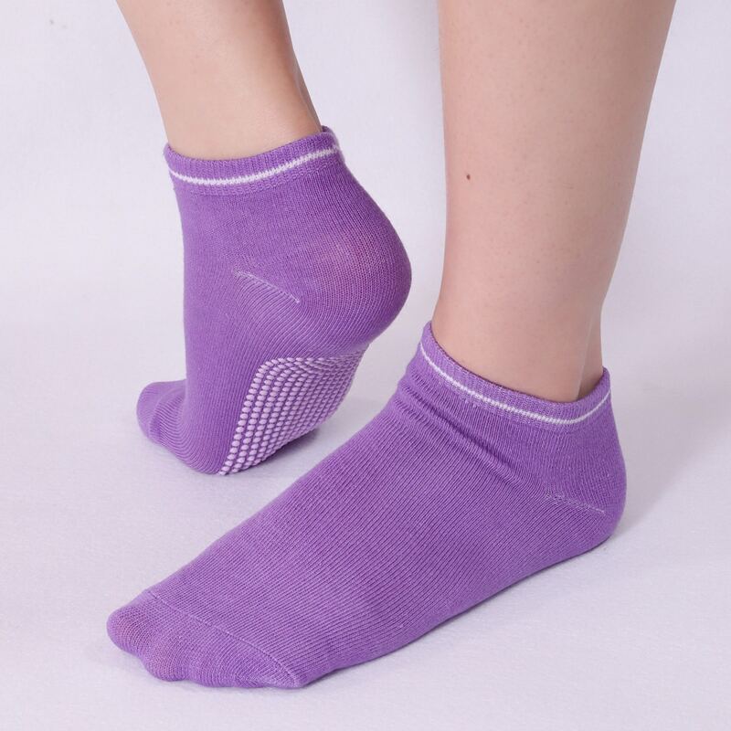 

1pair Solid Yoga Ankle Socks, Purple