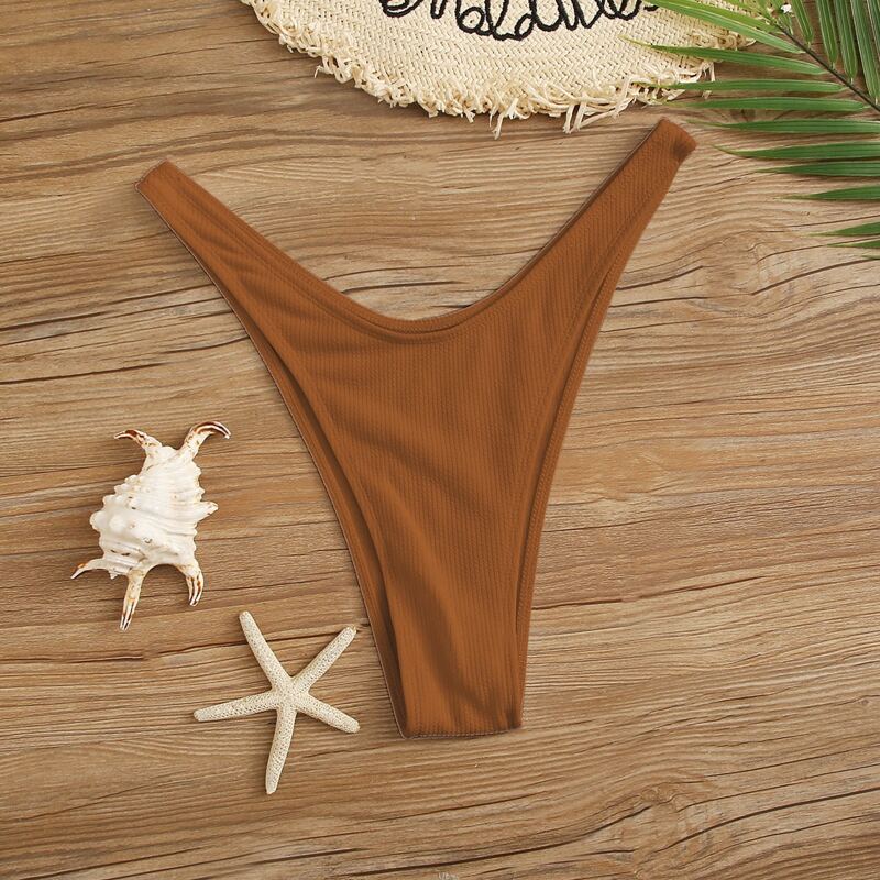 

Rib High Leg Bikini Panty, Brown
