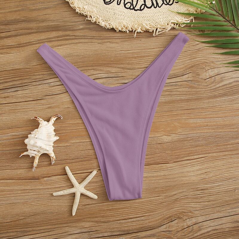 

Rib High Leg Bikini Panty, Mauve purple