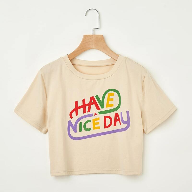 

Slogan Graphic Tee, Beige