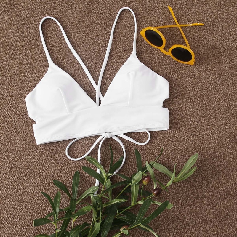 

Cut-out Tie Back Bikini Top, White