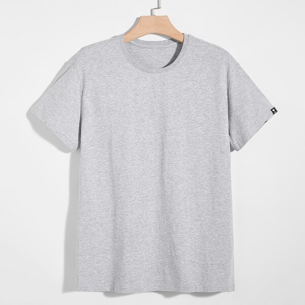 

Men Heather Gray Patched Tee, Light grey