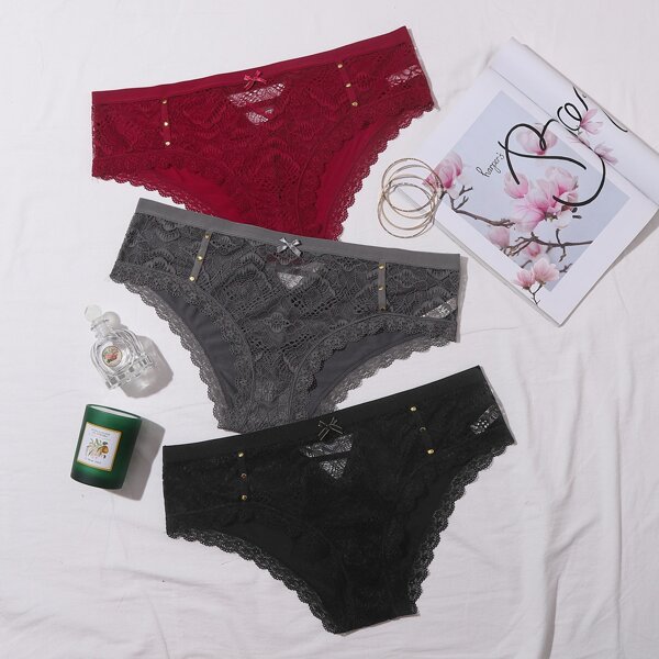 

3pack Plus Floral Lace Panty Set, Multicolor