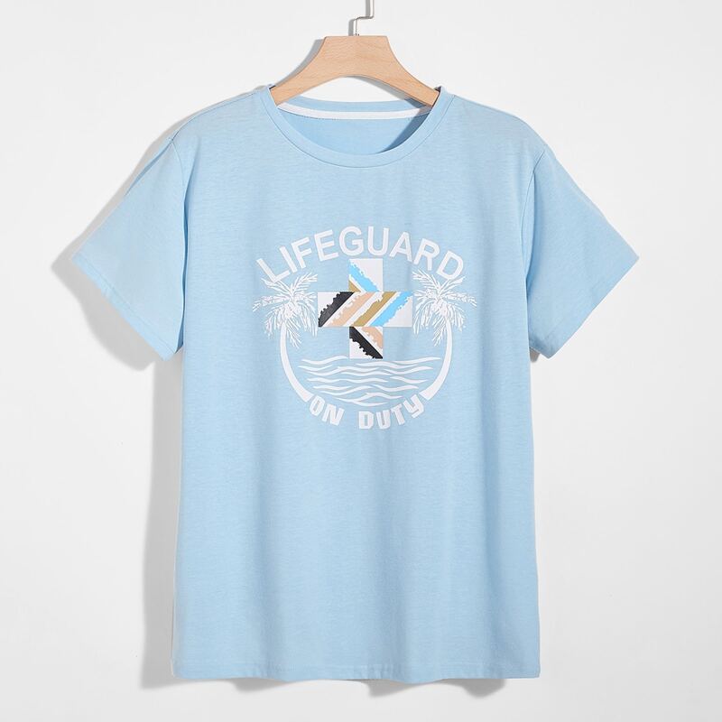 

Guys Letter Graphic Tee, Baby blue