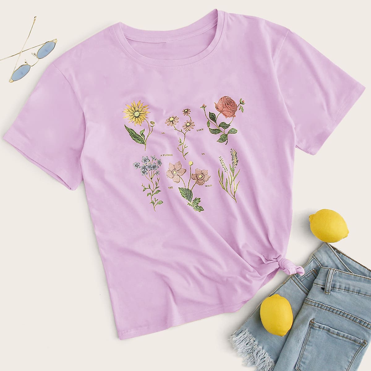 

Flower Graphic Purple Tee