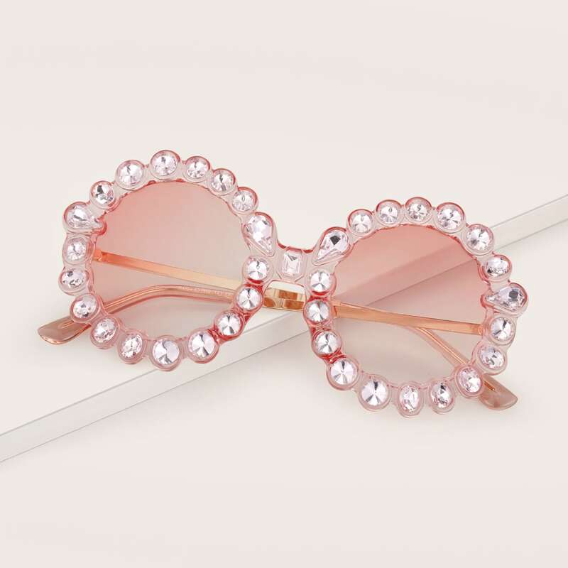 

Rhinestone Engraved Sunglasses, Pink