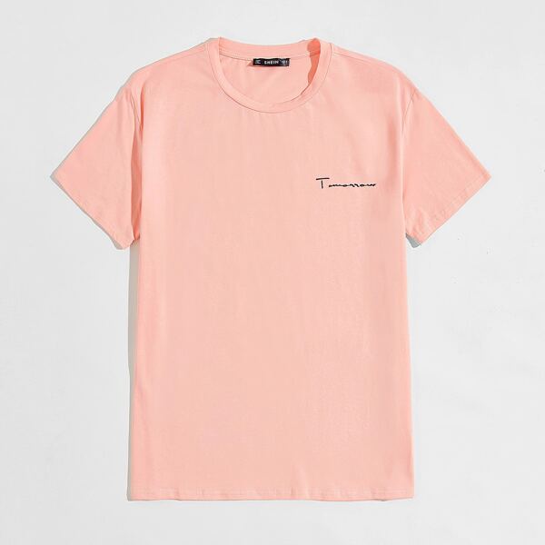 

Men Letter Graphic Tee, Coral pink
