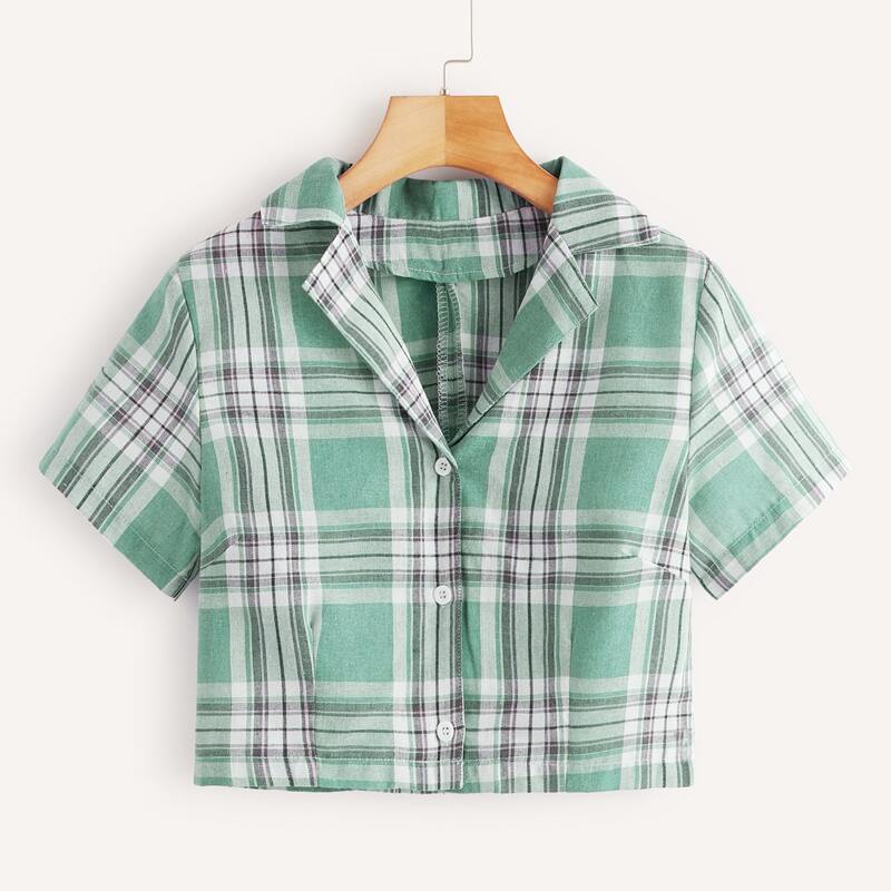 

Plaid Crop Shirt, Multicolor