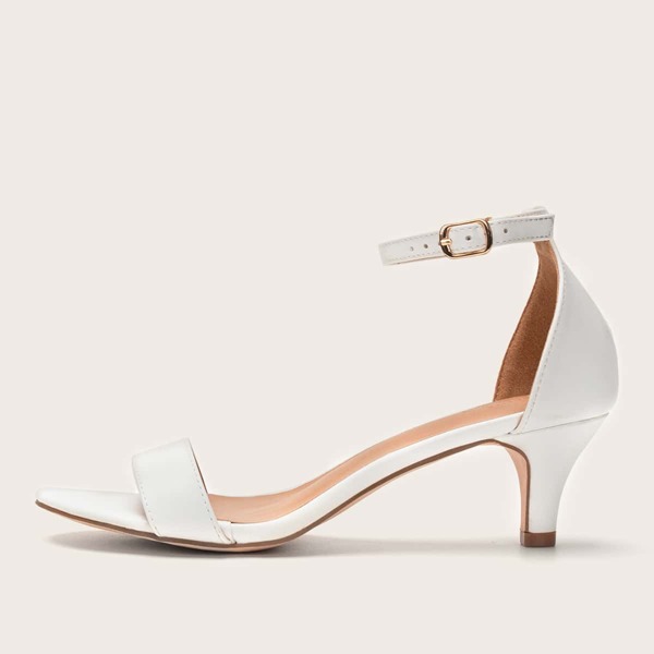 

Open Toe Ankle Strap Heels, White