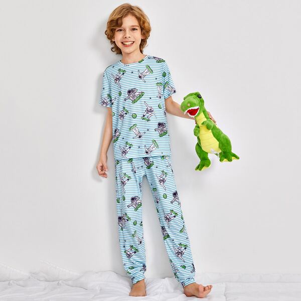

Boys Spaceman and Striped Tee & Pants PJ Set, Multicolor
