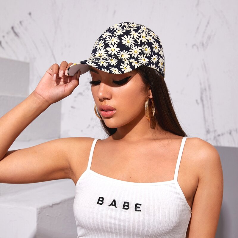 

Daisy Pattern Baseball Cap, Multicolor