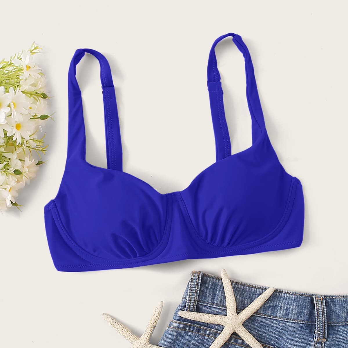 

Solid Underwire Bikini Top, Royal blue bright