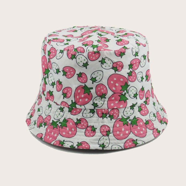 

Strawberry Pattern Bucket Hat, Pink