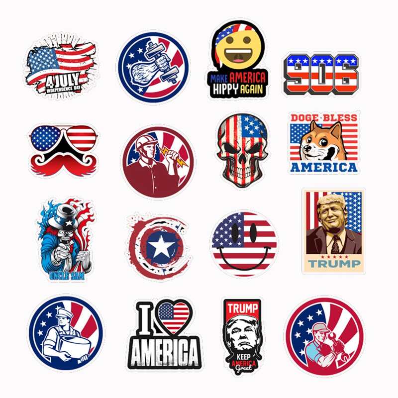 

50pcs American Flag Sticker, Multicolor