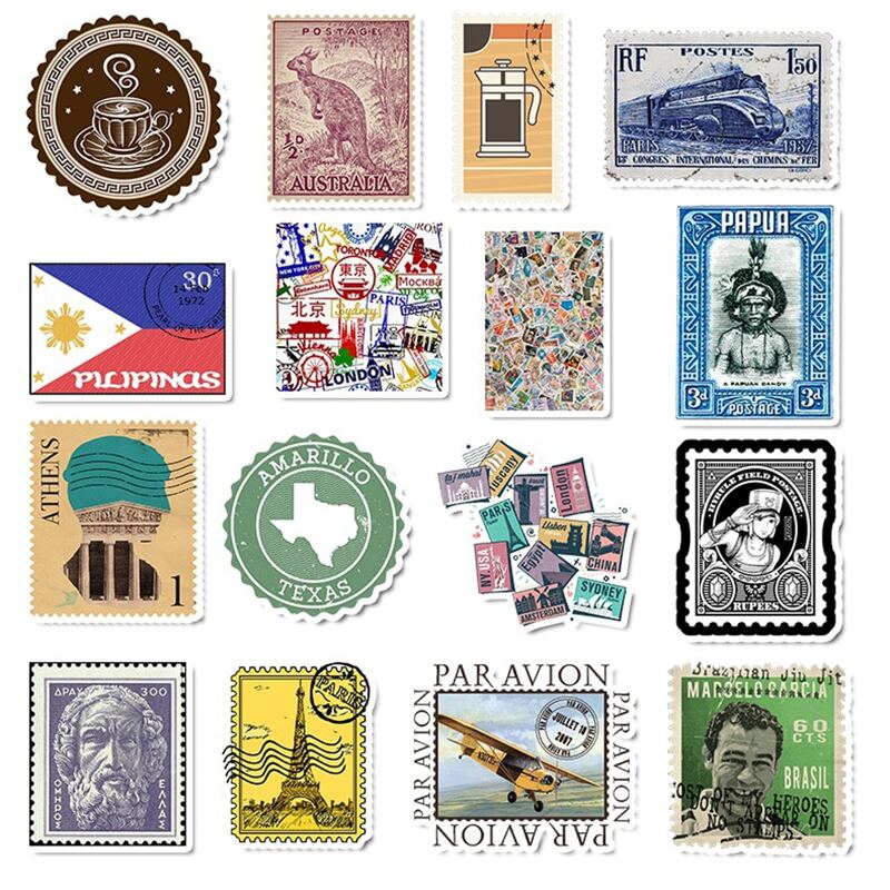 

50pcs Stamp Sticker, Multicolor