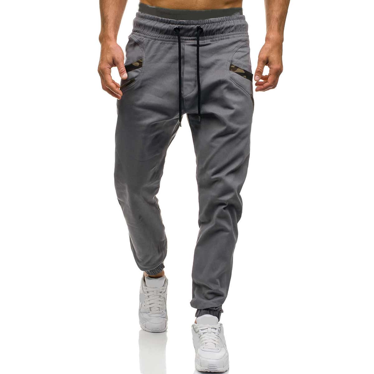 

Guys Drawstring Waist Camo Panel Joggers, Grey