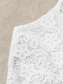 SHEIN Holidaya Plus Contrast Lace Floral Print Cami Romper - Multicolor - View 5