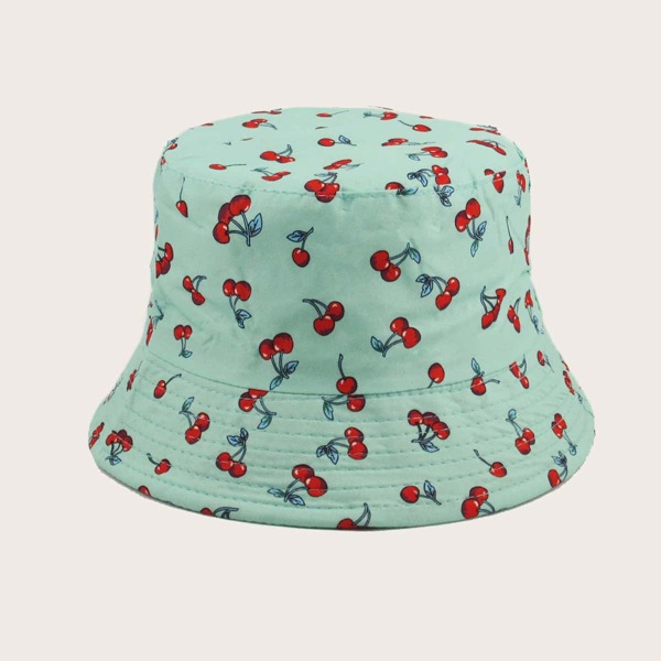 

Cherry Pattern Bucket Hat, Green