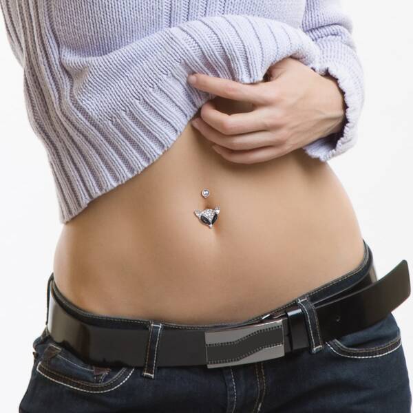 

Fox Design Belly Ring, Silver