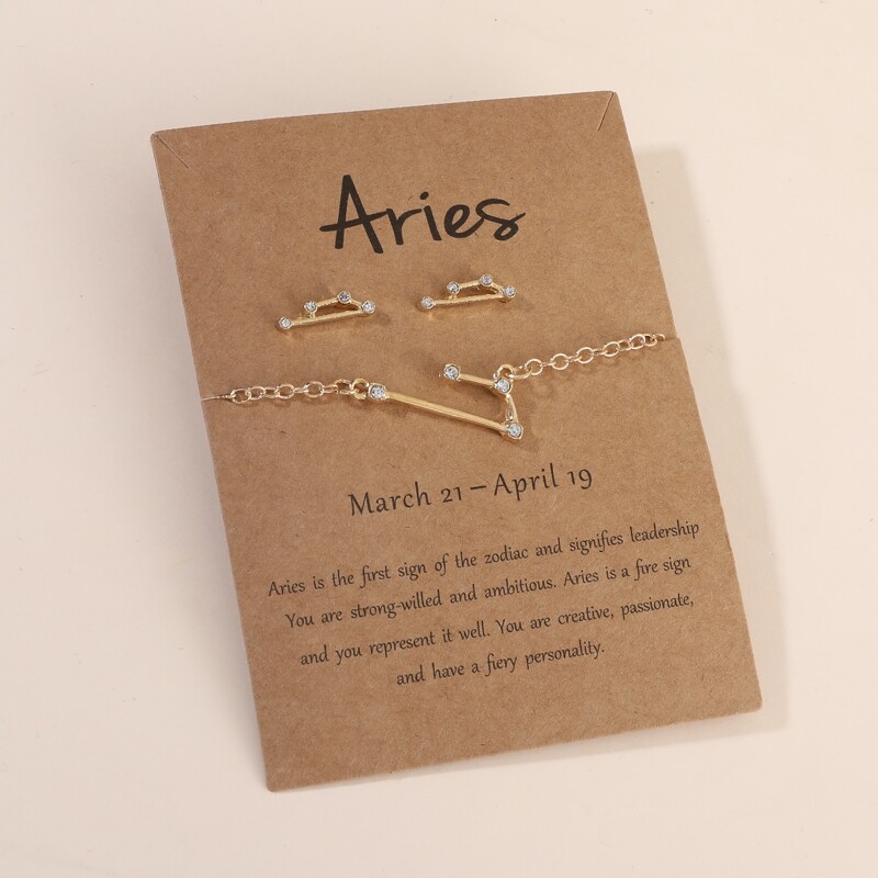

1pc Constellation Design Bracelet & 1pair Stud Earrings, Gold