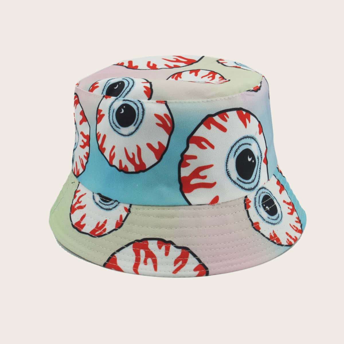 

Guys Eyeball Pattern Bucket Hat, Multicolor