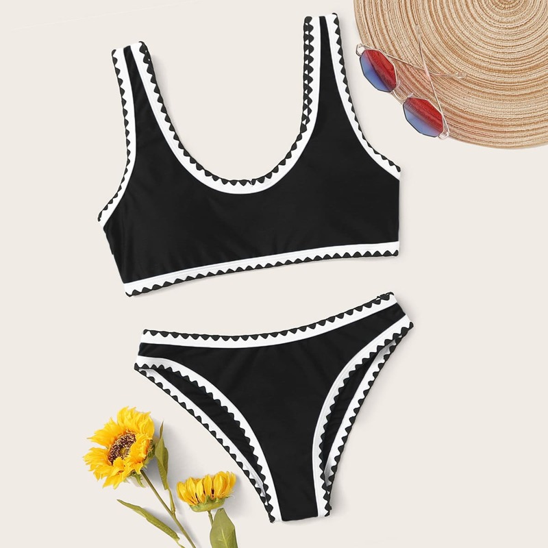 

Whip Stitch Bikini Swimsuit, Black