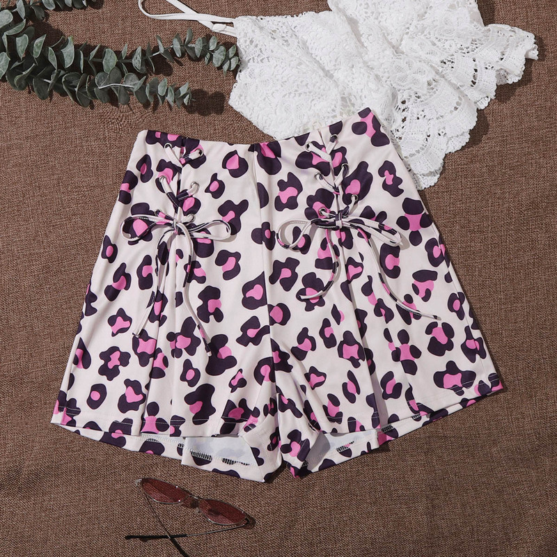 

Lace Up Allover Print Shorts, Multicolor