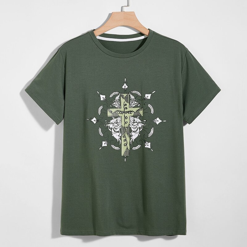 

Guys Cross Graphic Tee, Army green