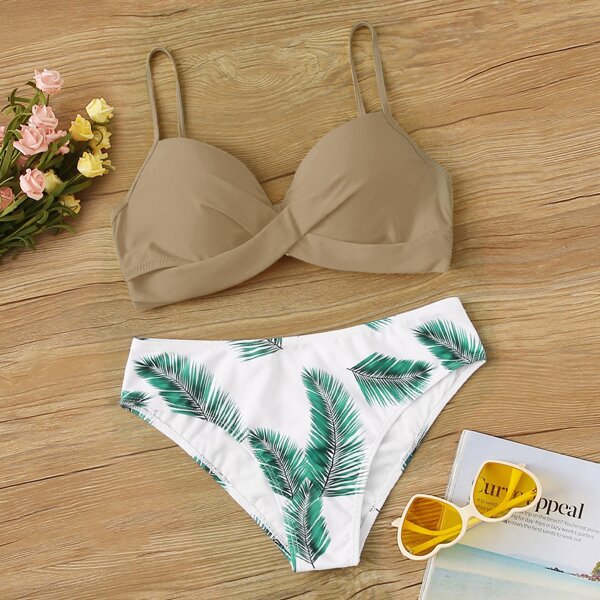 

Бикини на косточках с тропическим принтом, Многоцветный