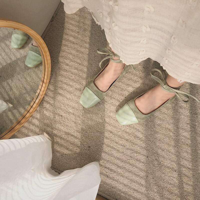 

Tie Leg Ballet Flats, Mint green