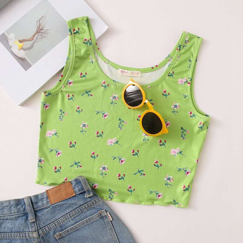 

Ditsy Floral Tank, Lime green