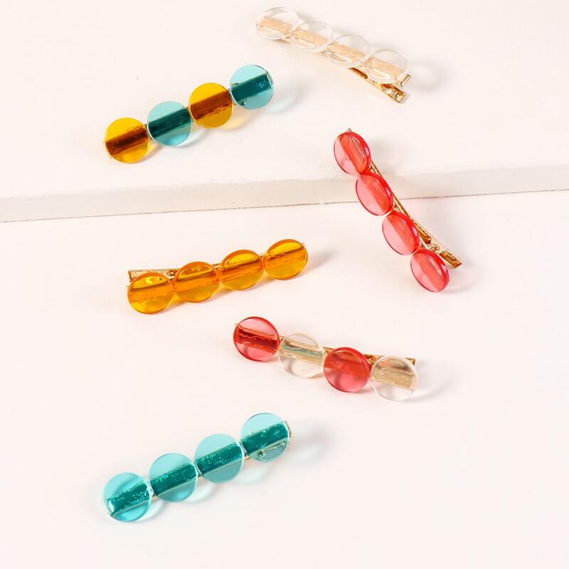 

6pcs Clear Disc Hair Clip, Multicolor