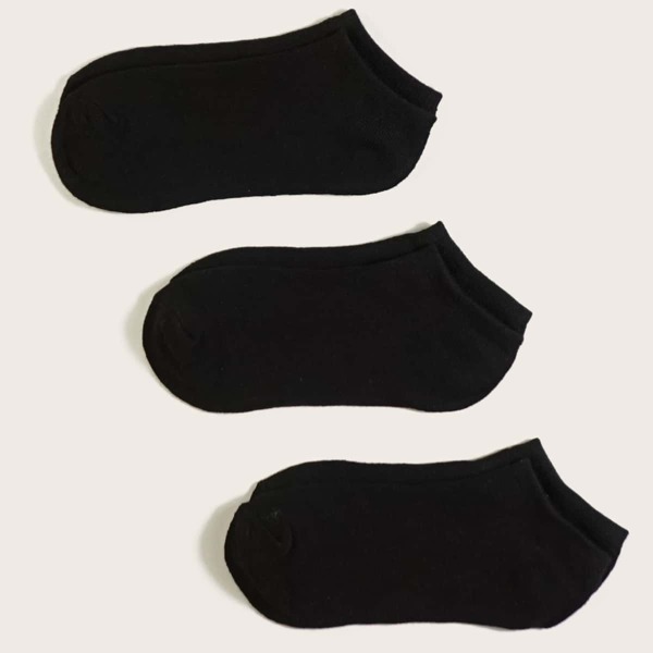 

3pairs Solid Color Socks, Black